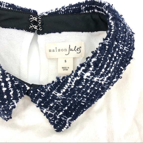 Maison Jules Cream Knit Short Sleeve Blouse, Small - Picture 2 of 5